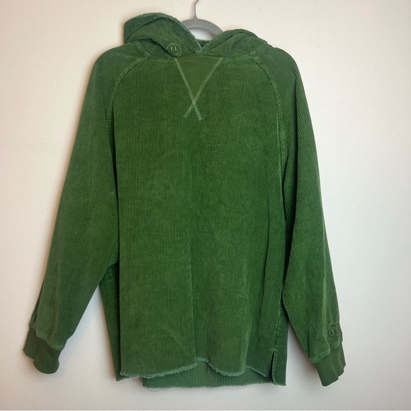 DREW Corduroy Army Green Hoodie - Picture 5 of 9